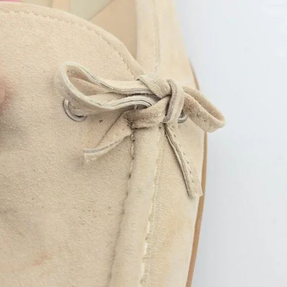 Enzo Angiolini Beige Suede Loafers | Women’s Moccasin Flats | Slip-On with Bow - Picture 6 of 10
